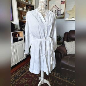 Free Assembly tiered long sleeve shirt mini dress